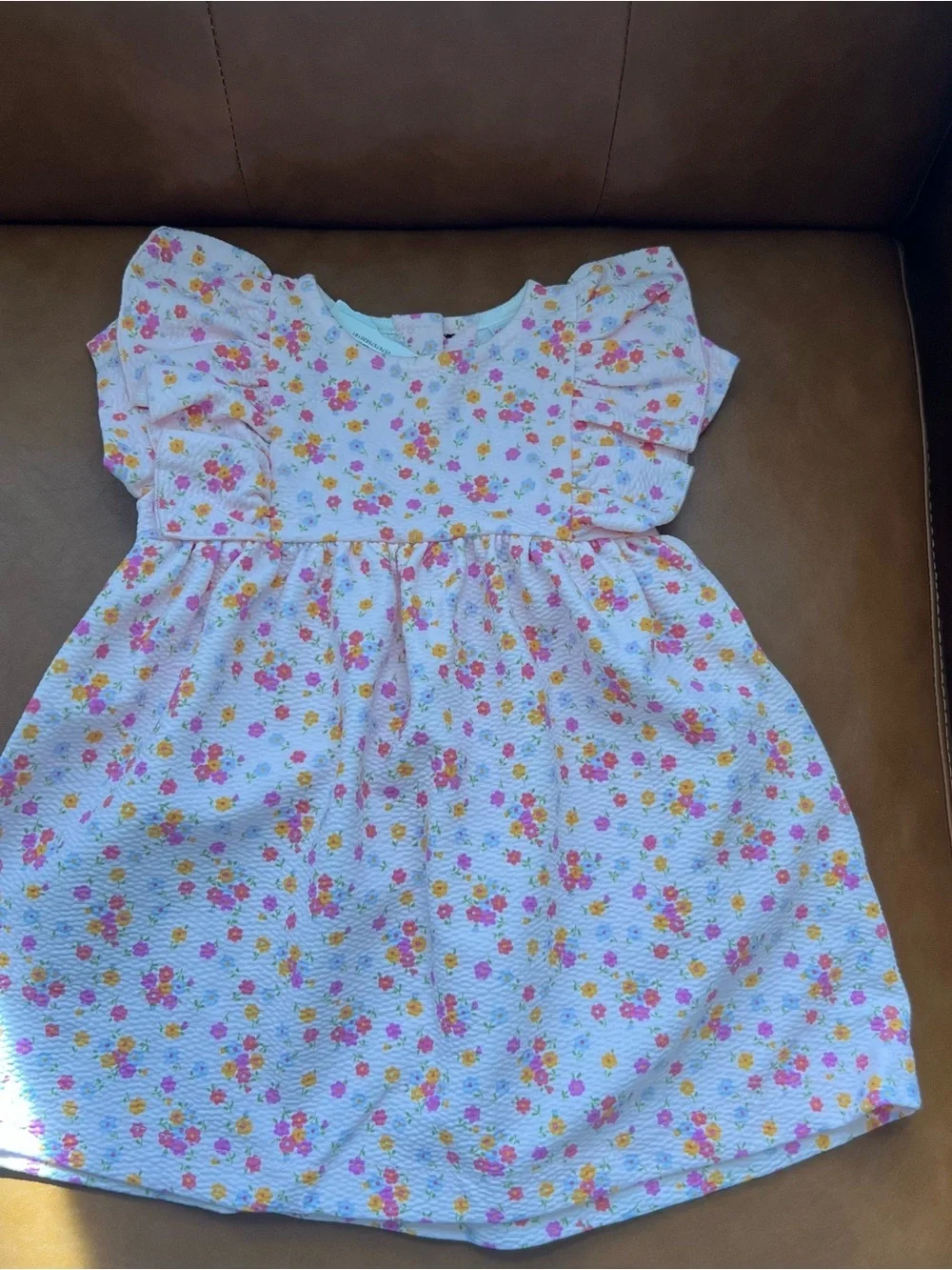 Zara Kids Baby Girl Pink Ditsy floral print texture dress Flutter Sleeve 12-18M